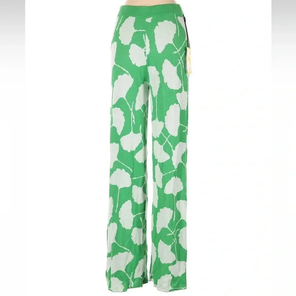 Diane Von Furstenberg Women’s Standard Fit Full Flare Pants Green Size Small NWT - Picture 2 of 8